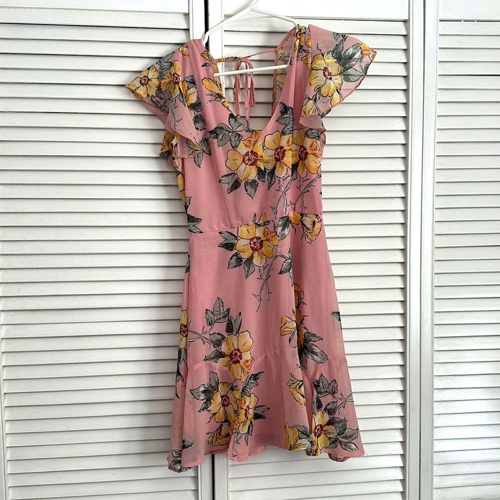 Row A pink floral mini dress